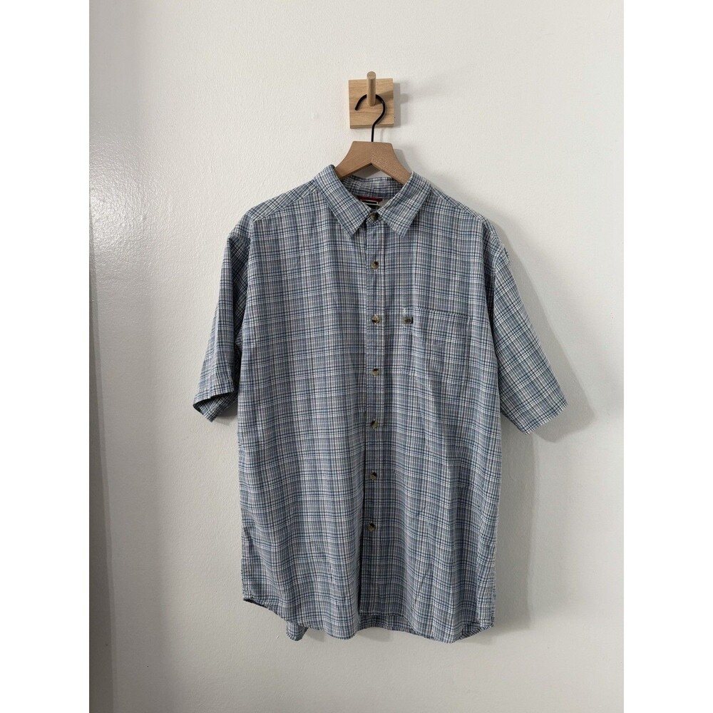The North Face Men’s Modal Blue Plaid Button Up SL Top Outdoors Fishing Large
